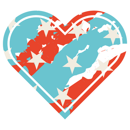 usa flag american in heart with grunge texture vector illustrationのイラスト素材