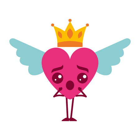 cartoon heart in love surprise wings and crown vector illustrationのイラスト素材