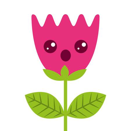 surprise flower tulip leaves cartoon vector illustrationのイラスト素材