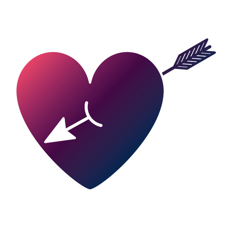 cute heart in love with arrow decoration vector illustration degrade color designのイラスト素材