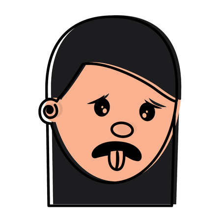 woman with nasty tongue gesture outside vector illustrationのイラスト素材