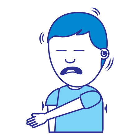 portrait man bored by a joke discharge electric vector illustration blue imageのイラスト素材