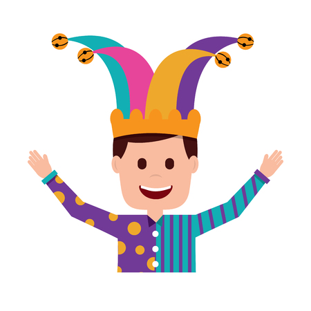 portrait man in clown clothes and jester hat vector illustrationのイラスト素材