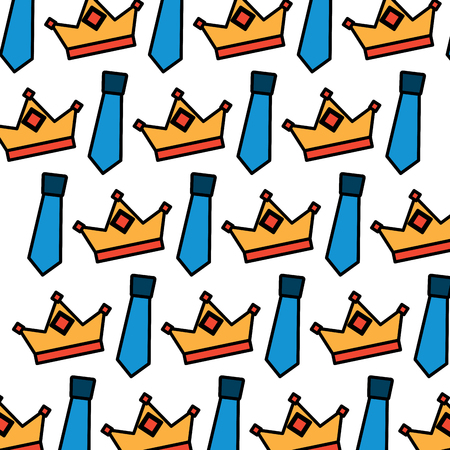 crown and necktie accessory decoration wallpaper vector illustrationのイラスト素材