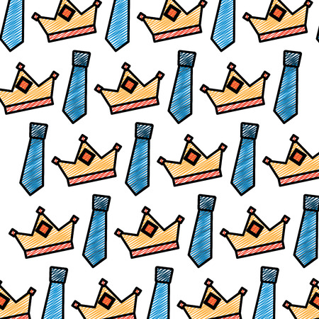 crown and necktie accessory decoration wallpaper vector illustration drawing color imageのイラスト素材