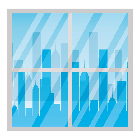 window apartment with cityscape background vector illustration designのイラスト素材