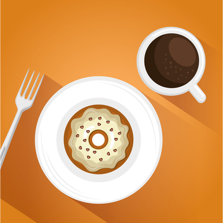 Coffee and donut illustrationのイラスト素材