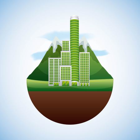 Green building landscape illustrationのイラスト素材