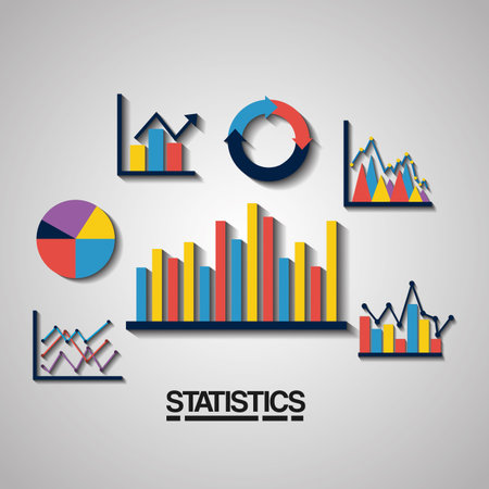 statistics data business graphic chart diagram elements vector illustrationのイラスト素材