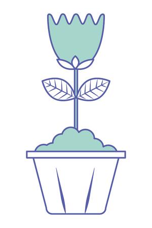 flower in pot decoration interior ornament vector illustration green pastel imageのイラスト素材