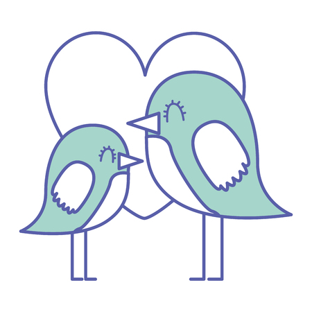 beauty birds lovely heart love decoration vector illustration green designのイラスト素材
