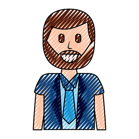 A cartoon smiling man portrait character vector illustration drawing imageのイラスト素材