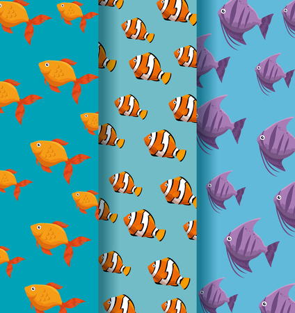 set fish aquarium icon vector illustration designのイラスト素材