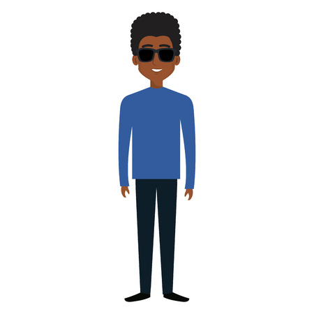 Young man with sunglasses character vector illustration designのイラスト素材