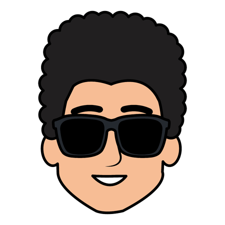 young man head with sunglasses character vector illustration designのイラスト素材