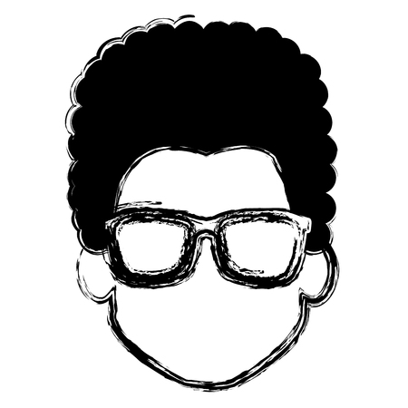 young man head with glasses avatar character vector illustration designのイラスト素材