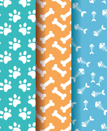 paws and bones pets patterns vector illustration designのイラスト素材
