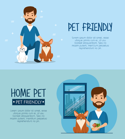 veterinary doctor with mascot character vector illustration designのイラスト素材