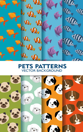 set pets patterns backgrouns vector illustration designのイラスト素材