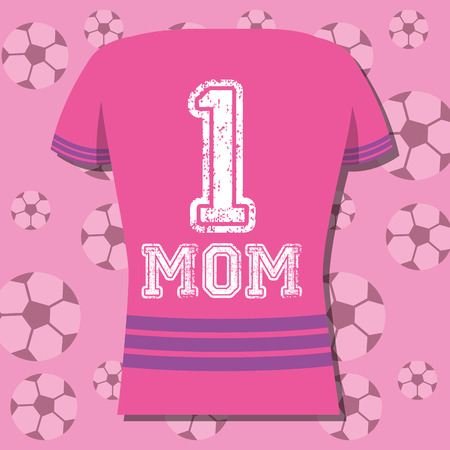 t-shirt number 1 mom soccer ball background - mother's day vector illustrationのイラスト素材