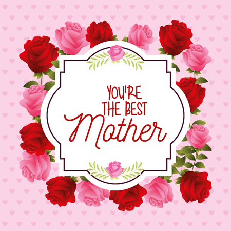 A best mom flower roses frame decoration  on mothers day vector illustrationのイラスト素材
