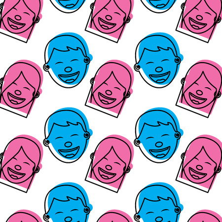 A pattern faces smiling happy boys and girls vector illustrationのイラスト素材