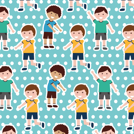 A happy cartoon boy kids background vector illustrationのイラスト素材