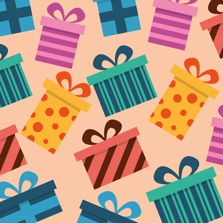 A background gift boxes wrapped bow ribbon decoration vector illustrationのイラスト素材