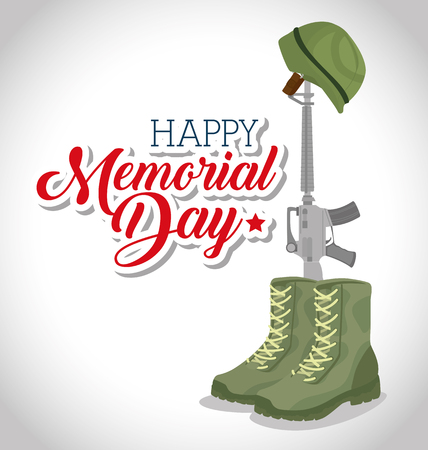 memorial day card with rifle war vector illustration designのイラスト素材
