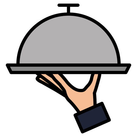 hand with tray server isolated icon vector illustration designのイラスト素材