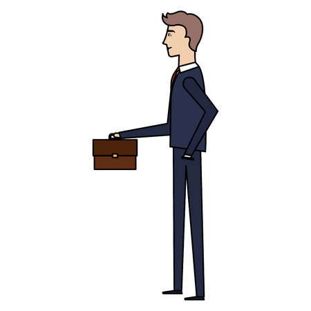 businessman with portfolio avatar character vector illustration designのイラスト素材