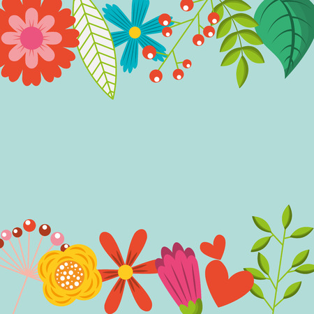 spring flowers natural season pattern green background vector illustrationのイラスト素材