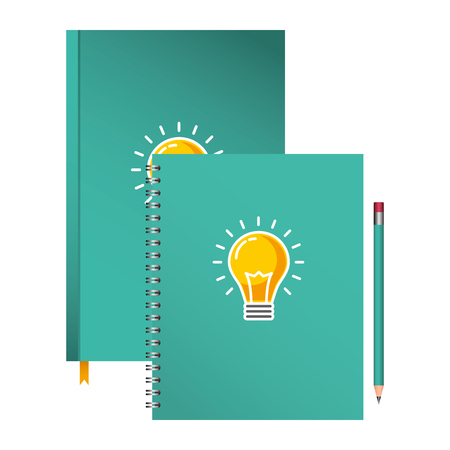 corporate book spiral notepad and pencil mockup template branding and corporate identity vector illustrationのイラスト素材