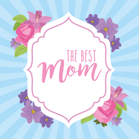 best mom vintage label flowers ornament - mothers day card vector illustrationのイラスト素材