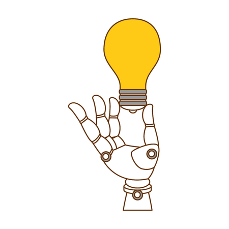 robot hand humanoid with bulb vector illustration designのイラスト素材