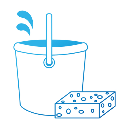 plastic bucket with sponge vector illustration designのイラスト素材
