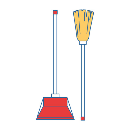 garbage picker with mop vector illustration designのイラスト素材