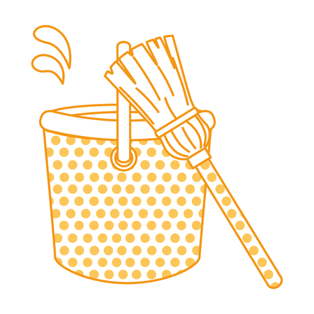 plastic bucket with mop vector illustration designのイラスト素材