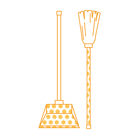 garbage picker with mop vector illustration designのイラスト素材