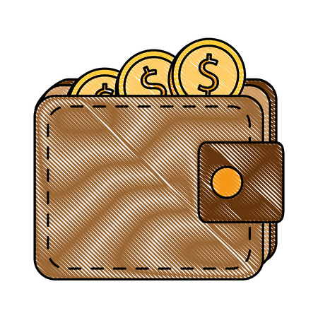 Wallet with coins isolated icon illustration designのイラスト素材