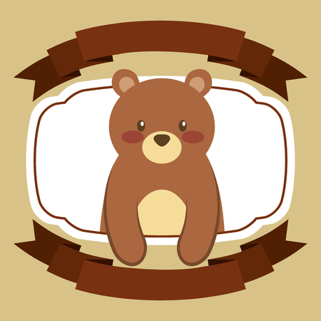 forest of the animals bear label ribbon vector illustrationのイラスト素材
