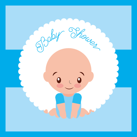 cute little boy baby shower greeting card vector illustrationのイラスト素材