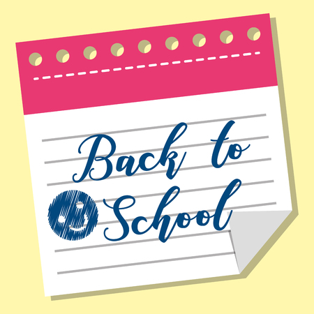 back to school text words writing in piece paper vector illustrationのイラスト素材