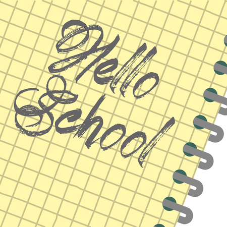 back to school - hello school notebook grid sheet vector illustrationのイラスト素材
