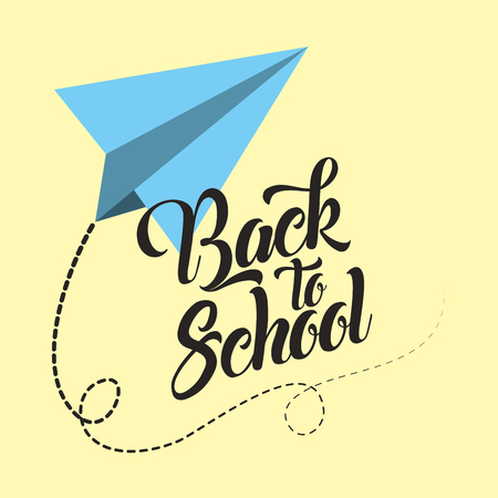 back to school paper airplane flying creativity vector illustrationのイラスト素材