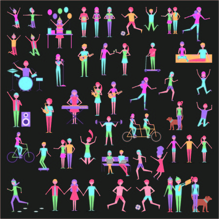 peope character activities differents positions sport vector illustrationのイラスト素材
