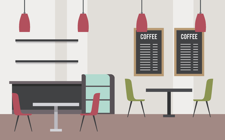 coffee shop interior modern furniture space vector illustrationのイラスト素材
