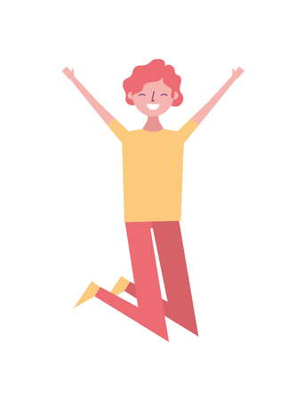 jumping young people male man vector illustrationのイラスト素材