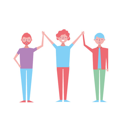 people male character men friends holding hands vector illustrationのイラスト素材
