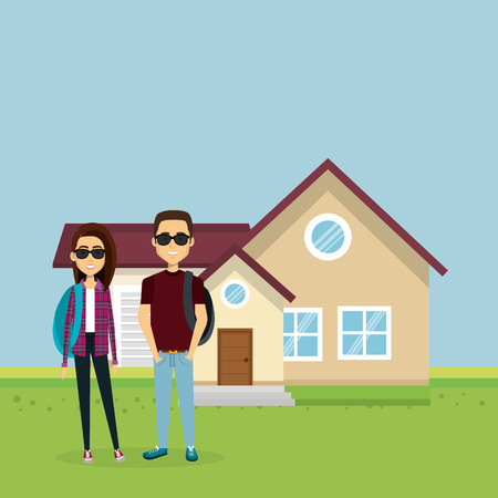 couple of lovers away from home vector illustration designのイラスト素材